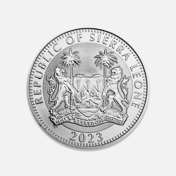 Srebrna moneta Wielka piątka Sierra Leone: Słoń 2023 1 uncja Srebrna moneta Wielka piątka Sierra Leone: Słoń 2023 1 uncja
