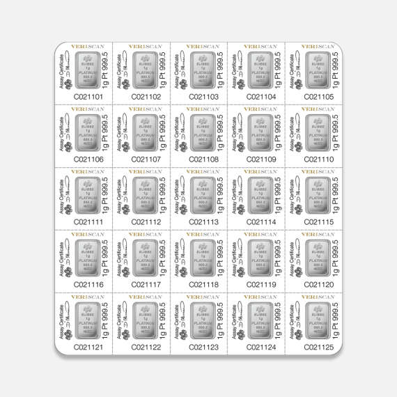 25x1 g sztabka platyny Multicard Fortuna Pamp 25x1 g sztabka platyny Multicard Fortuna Pamp