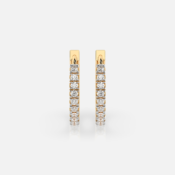 Złote kolczyki koła z diamentami 0.22 ct - próba 585 Złote kolczyki koła z diamentami 0.22 ct - próba 585