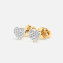 Złote kolczyki z motywem serca z diamentami 0.18 ct - próba 585 Złote kolczyki z motywem serca z diamentami 0.18 ct - próba 585