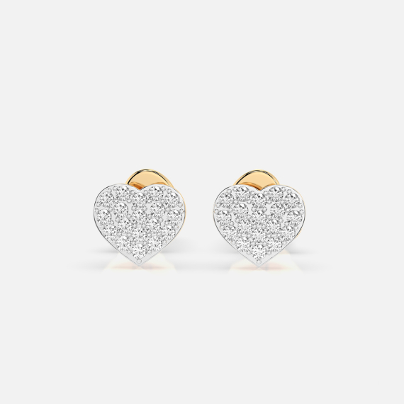Złote kolczyki z motywem serca z diamentami 0.18 ct - próba 585 Złote kolczyki z motywem serca z diamentami 0.18 ct - próba 585