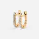 Złote kolczyki półokrągłe z diamentami 0.18 ct - próba 585 Złote kolczyki półokrągłe z diamentami 0.18 ct - próba 585