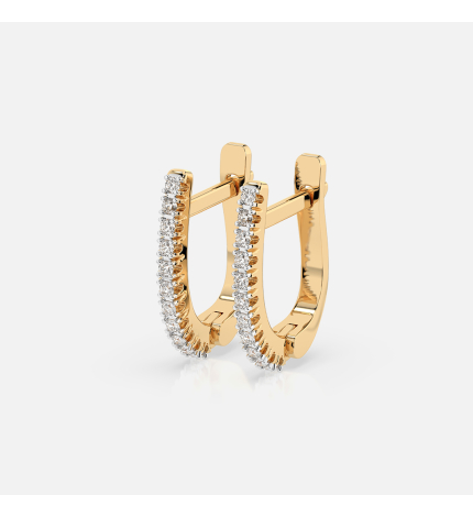 Złote kolczyki półokrągłe z diamentami 0.18 ct - próba 585 Złote kolczyki półokrągłe z diamentami 0.18 ct - próba 585