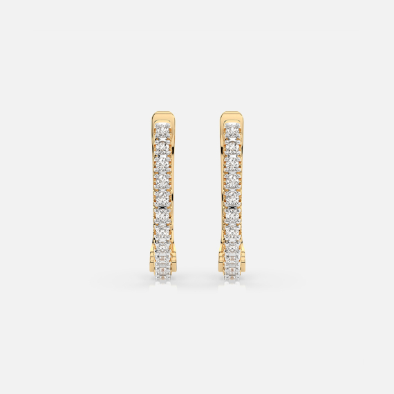 Złote kolczyki półokrągłe z diamentami 0.18 ct - próba 585 Złote kolczyki półokrągłe z diamentami 0.18 ct - próba 585