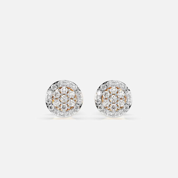 Złote kolczyki z motywem diamentowego koła 0.3 ct - próba 585 Złote kolczyki z motywem diamentowego koła 0.3 ct - próba 585