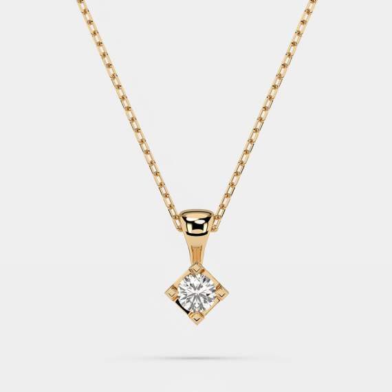 Złoty naszyjnik z zawieszką diamentową 0.08 ct - próba 585