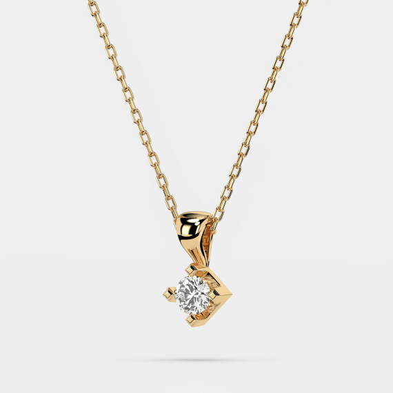 Złoty naszyjnik z zawieszką diamentową 0.08 ct - próba 585 Złoty naszyjnik z zawieszką diamentową 0.08 ct - próba 585