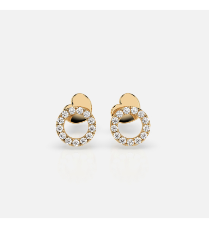 Złote kolczyki kółka z diamentami 0.16 ct - próba 585 Złote kolczyki kółka z diamentami 0.16 ct - próba 585