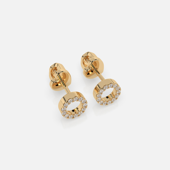 Złote kolczyki kółka z diamentami 0.16 ct - próba 585 Złote kolczyki kółka z diamentami 0.16 ct - próba 585