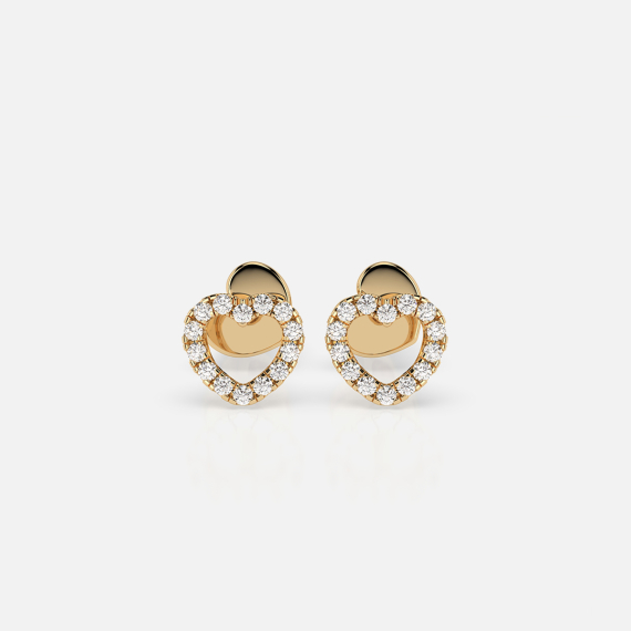 Złote kolczyki z motywem diamentowych serc 0.14 ct - próba 585 Złote kolczyki z motywem diamentowych serc 0.14 ct - próba 585