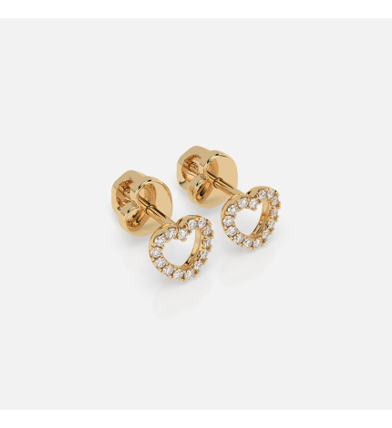 Złote kolczyki z motywem diamentowych serc 0.14 ct - próba 585 Złote kolczyki z motywem diamentowych serc 0.14 ct - próba 585