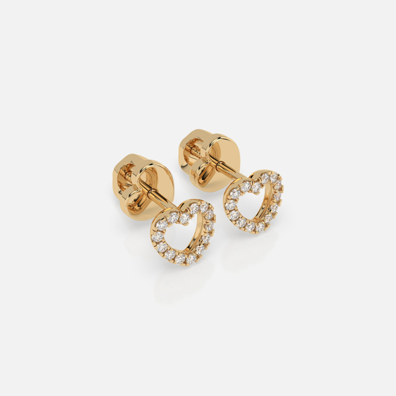 Złote kolczyki z motywem diamentowych serc 0.14 ct - próba 585 Złote kolczyki z motywem diamentowych serc 0.14 ct - próba 585