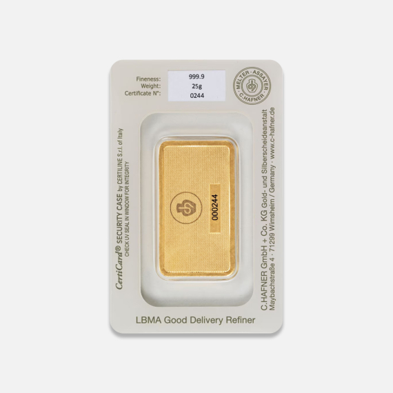 25 g sztabka złota CertiPack 25 g sztabka złota CertiPack