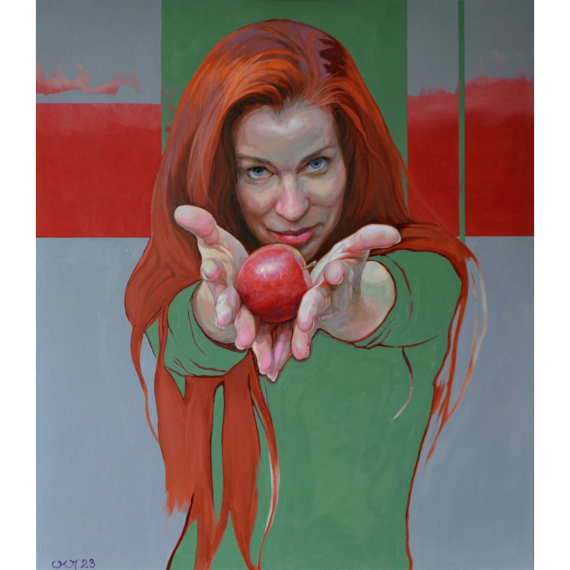 Marcin Jaszczak, Portret z jabłkiem, 2023 Marcin Jaszczak, Portret z jabłkiem, 2023