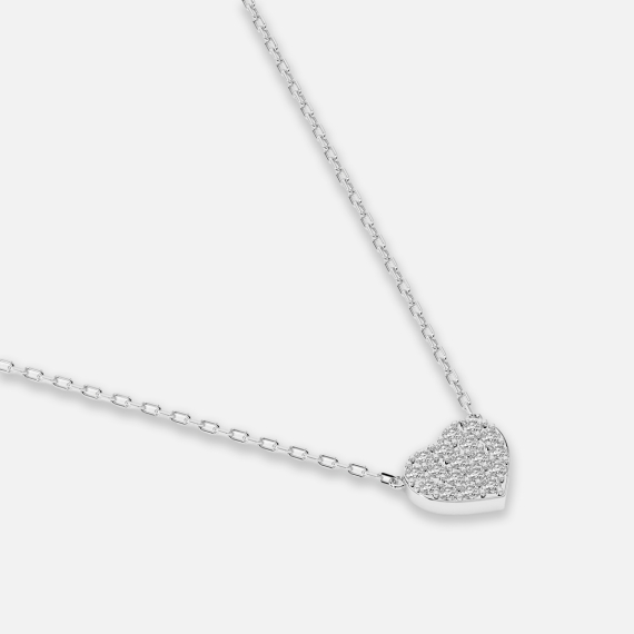 Naszyjnik z białego złota z motywem serca z diamentami 0.09 ct - próba 585 Naszyjnik z białego złota z motywem serca z diamentami 0.09 ct - próba 585