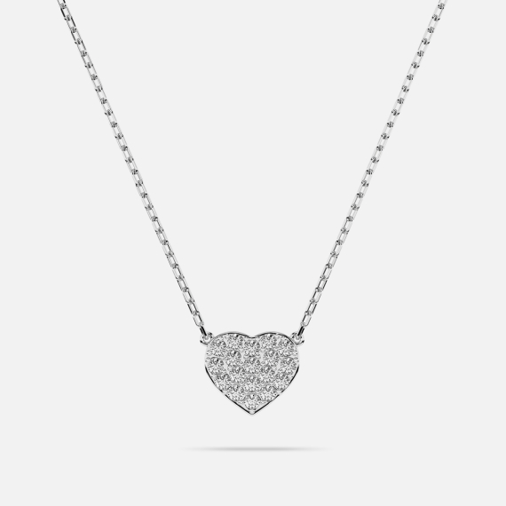Naszyjnik z białego złota z motywem serca z diamentami 0.09 ct - próba 585