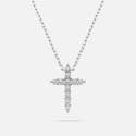 Naszyjnik z białego złota z zawieszką krzyżyk z diamentami 0.09 ct - próba 585 Naszyjnik z białego złota z zawieszką krzyżyk z diamentami 0.09 ct - próba 585