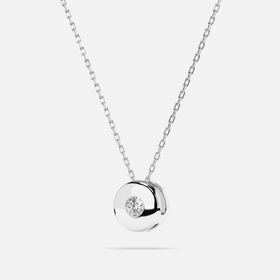 Naszyjnik z białego złota z motywem koła z diamentem 0.04 ct - próba 585 Naszyjnik z białego złota z motywem koła z diamentem 0.04 ct - próba 585