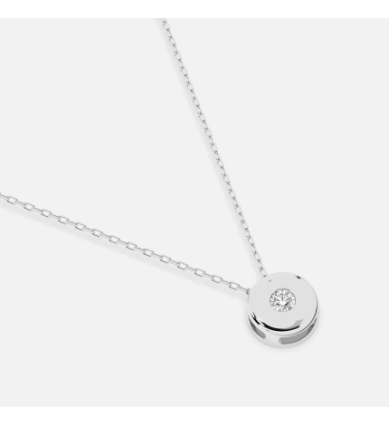 Naszyjnik z białego złota z motywem koła z diamentem 0.04 ct - próba 585 Naszyjnik z białego złota z motywem koła z diamentem 0.04 ct - próba 585