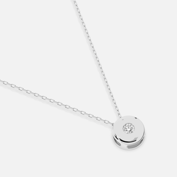 Naszyjnik z białego złota z motywem koła z diamentem 0.04 ct - próba 585 Naszyjnik z białego złota z motywem koła z diamentem 0.04 ct - próba 585