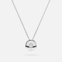 Naszyjnik z białego złota z motywem koła z diamentem 0.04 ct - próba 585 Naszyjnik z białego złota z motywem koła z diamentem 0.04 ct - próba 585