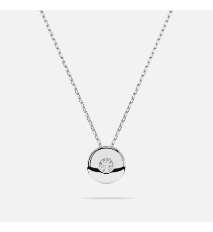 Naszyjnik z białego złota z motywem koła z diamentem 0.04 ct - próba 585 Naszyjnik z białego złota z motywem koła z diamentem 0.04 ct - próba 585