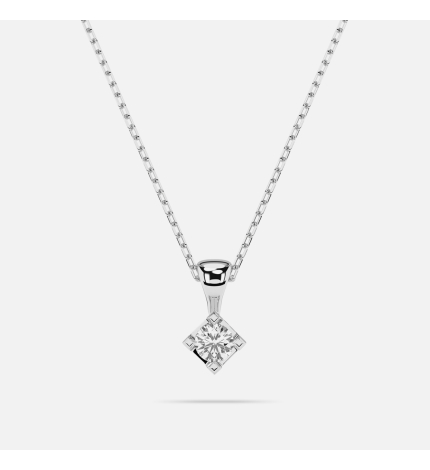 Naszyjnik z białego złota z zawieszką diamentową 0.08 ct - próba 585 Naszyjnik z białego złota z zawieszką diamentową 0.08 ct - próba 585