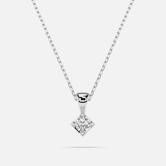 Naszyjnik z białego złota z zawieszką diamentową 0.08 ct - próba 585