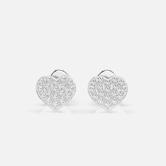 Kolczyki z białego złota z motywem serca z diamentami 0.18 ct - próba 585 Kolczyki z białego złota z motywem serca z diamentami 0.18 ct - próba 585