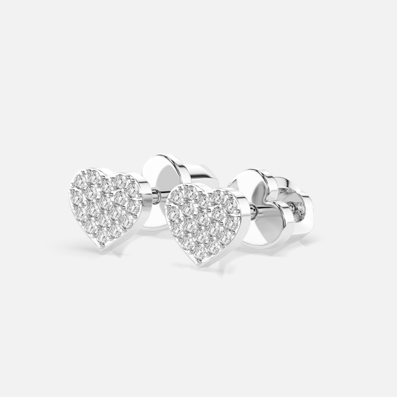 Kolczyki z białego złota z motywem serca z diamentami 0.18 ct - próba 585