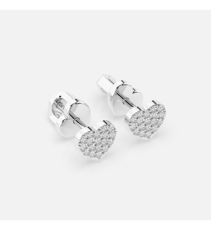 Kolczyki z białego złota z motywem serca z diamentami 0.18 ct - próba 585 Kolczyki z białego złota z motywem serca z diamentami 0.18 ct - próba 585