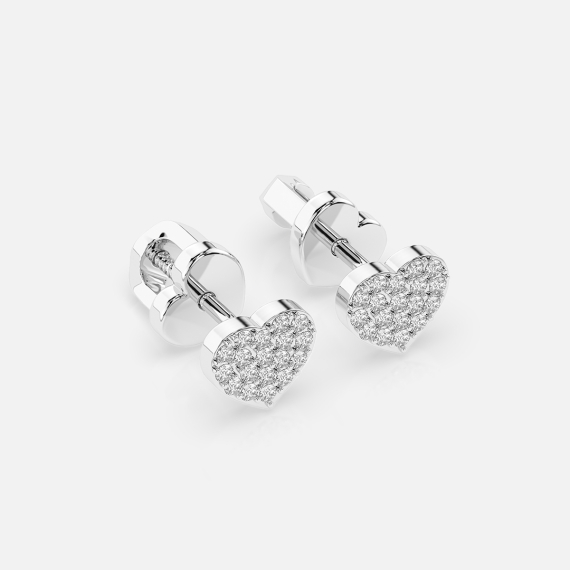 Kolczyki z białego złota z motywem serca z diamentami 0.18 ct - próba 585 Kolczyki z białego złota z motywem serca z diamentami 0.18 ct - próba 585