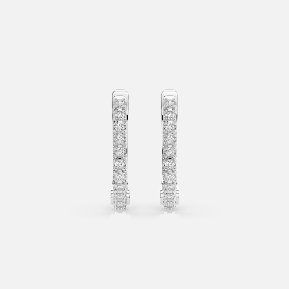 Kolczyki półokrągłe z białego złota z diamentami 0.18 ct - próba 585 Kolczyki półokrągłe z białego złota z diamentami 0.18 ct - próba 585