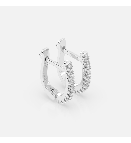 Kolczyki półokrągłe z białego złota z diamentami 0.18 ct - próba 585 Kolczyki półokrągłe z białego złota z diamentami 0.18 ct - próba 585