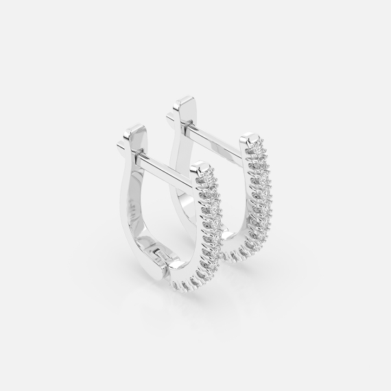 Kolczyki półokrągłe z białego złota z diamentami 0.18 ct - próba 585 Kolczyki półokrągłe z białego złota z diamentami 0.18 ct - próba 585