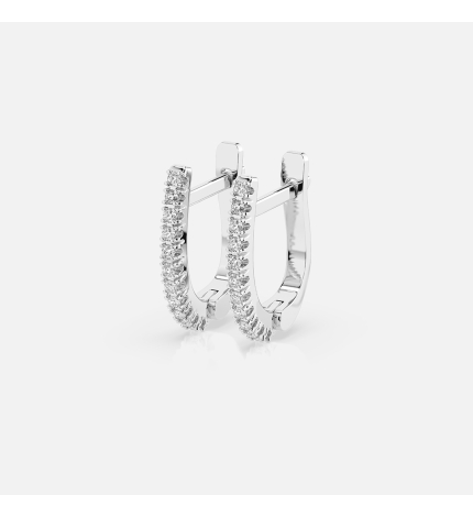 Kolczyki półokrągłe z białego złota z diamentami 0.18 ct - próba 585 Kolczyki półokrągłe z białego złota z diamentami 0.18 ct - próba 585