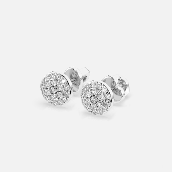 Kolczyki z białego złota z motywem diamentowego koła 0.3 ct - próba 585