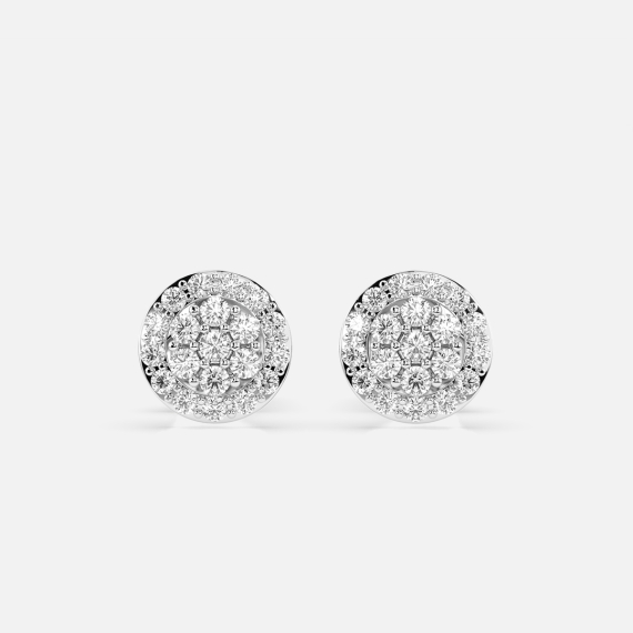 Kolczyki z białego złota z motywem diamentowego koła 0.3 ct - próba 585 Kolczyki z białego złota z motywem diamentowego koła 0.3 ct - próba 585