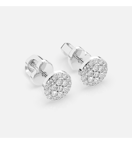 Kolczyki z białego złota z motywem diamentowego koła 0.3 ct - próba 585 Kolczyki z białego złota z motywem diamentowego koła 0.3 ct - próba 585