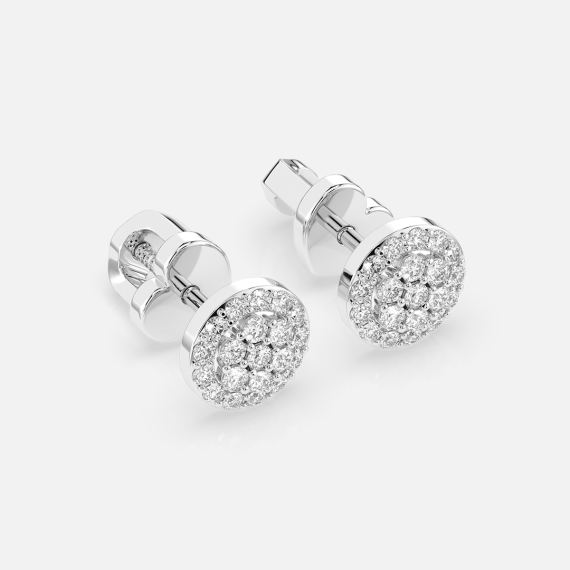 Kolczyki z białego złota z motywem diamentowego koła 0.3 ct - próba 585 Kolczyki z białego złota z motywem diamentowego koła 0.3 ct - próba 585