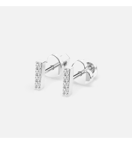 Kolczyki z białego złota z diamentami 0.08 ct - próba 585 Kolczyki z białego złota z diamentami 0.08 ct - próba 585