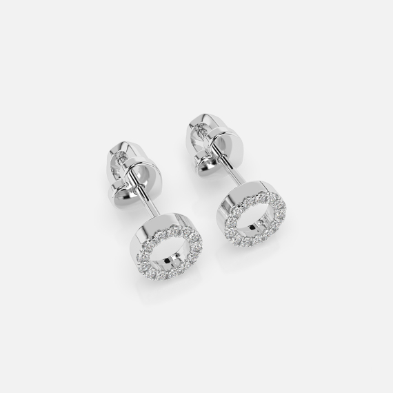 Kolczyki kółka z białego złota z diamentami 0.16 ct - próba 585 Kolczyki kółka z białego złota z diamentami 0.16 ct - próba 585