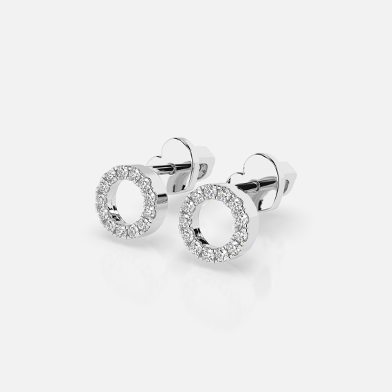 Kolczyki kółka z białego złota z diamentami 0.16 ct - próba 585