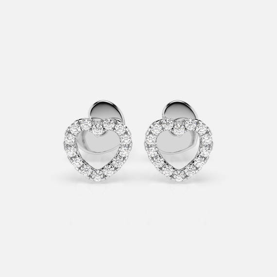 Kolczyki z białego złota z motywem diamentowych serc 0.14 ct - próba 585 Kolczyki z białego złota z motywem diamentowych serc 0.14 ct - próba 585
