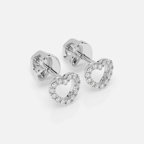 Kolczyki z białego złota z motywem diamentowych serc 0.14 ct - próba 585 Kolczyki z białego złota z motywem diamentowych serc 0.14 ct - próba 585