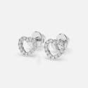 Kolczyki z białego złota z motywem diamentowych serc 0.14 ct - próba 585 Kolczyki z białego złota z motywem diamentowych serc 0.14 ct - próba 585