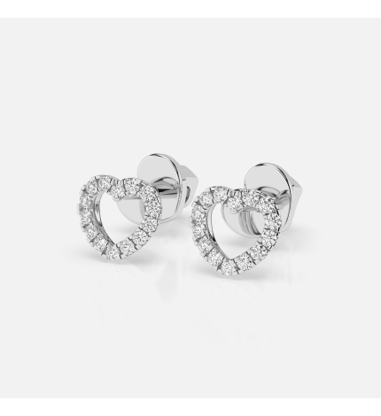 Kolczyki z białego złota z motywem diamentowych serc 0.14 ct - próba 585 Kolczyki z białego złota z motywem diamentowych serc 0.14 ct - próba 585