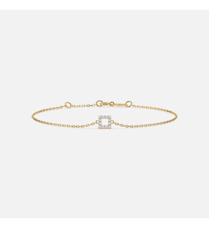 Złota bransoletka z zawieszką kwadrat z diamentami 0.06 ct - próba 585 Złota bransoletka z zawieszką kwadrat z diamentami 0.06 ct - próba 585