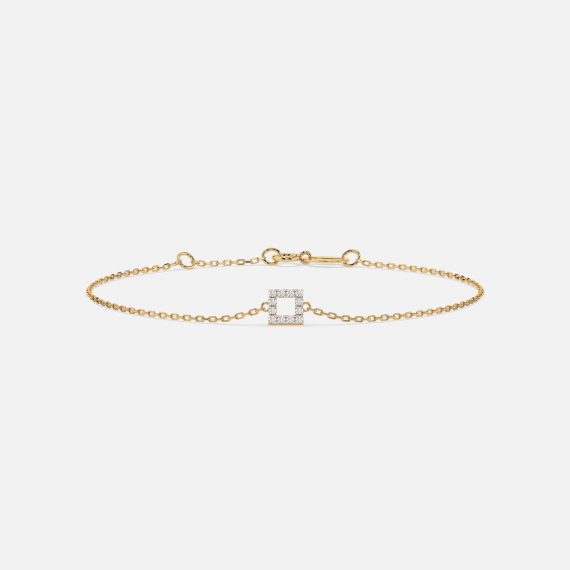 Złota bransoletka z zawieszką kwadrat z diamentami 0.06 ct - próba 585 Złota bransoletka z zawieszką kwadrat z diamentami 0.06 ct - próba 585
