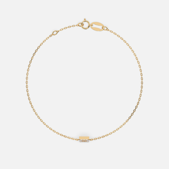 Złota bransoletka z zawieszką kwadrat z diamentami 0.06 ct - próba 585 Złota bransoletka z zawieszką kwadrat z diamentami 0.06 ct - próba 585